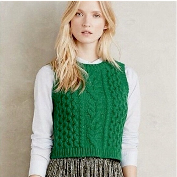 Anthropologie Sweaters - Anthropologie-  Moth Fisherman Cable Knit Wool Blend Sweater Vest. NWTS